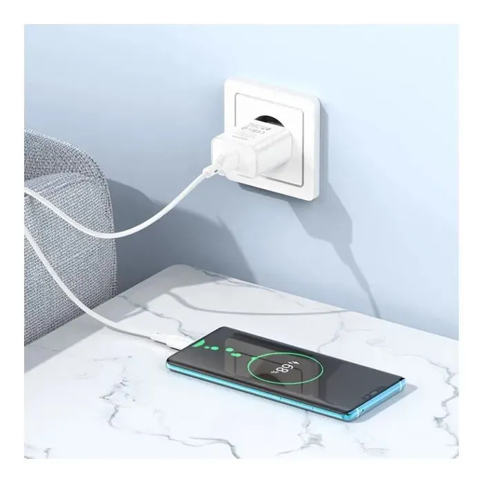Зарядное устройство BOROFONE USB QC3.0 + cable USB to USB-C 18W white (6974443388596) изображение 3