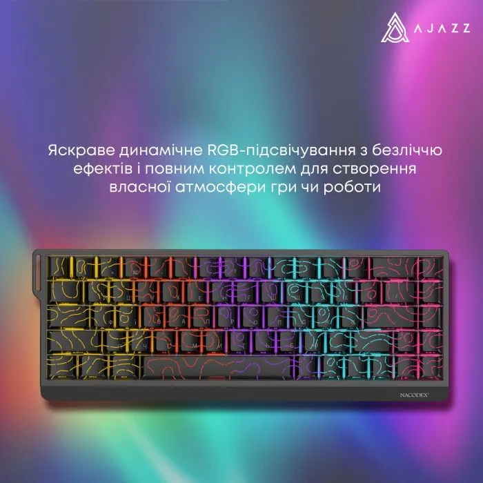 Клавіатура Ajazz NacodeX NK68 V2 Red Switch LED USB UA Purple/White/Blue (NK68-V2-R-PWB) зображення 13