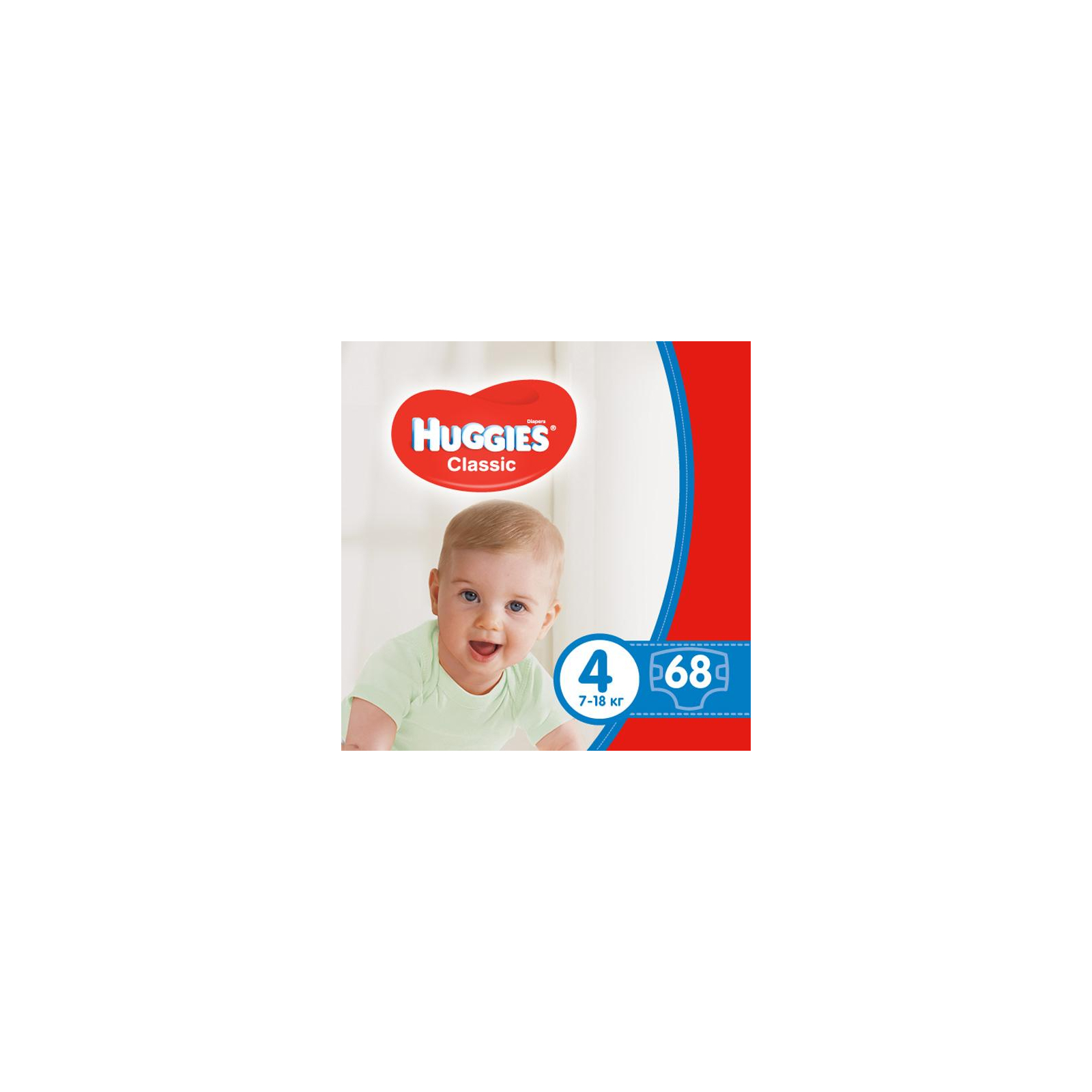 Підгузки Huggies Classic 4 (7-18 кг) Mega 68 шт (5029053543154)