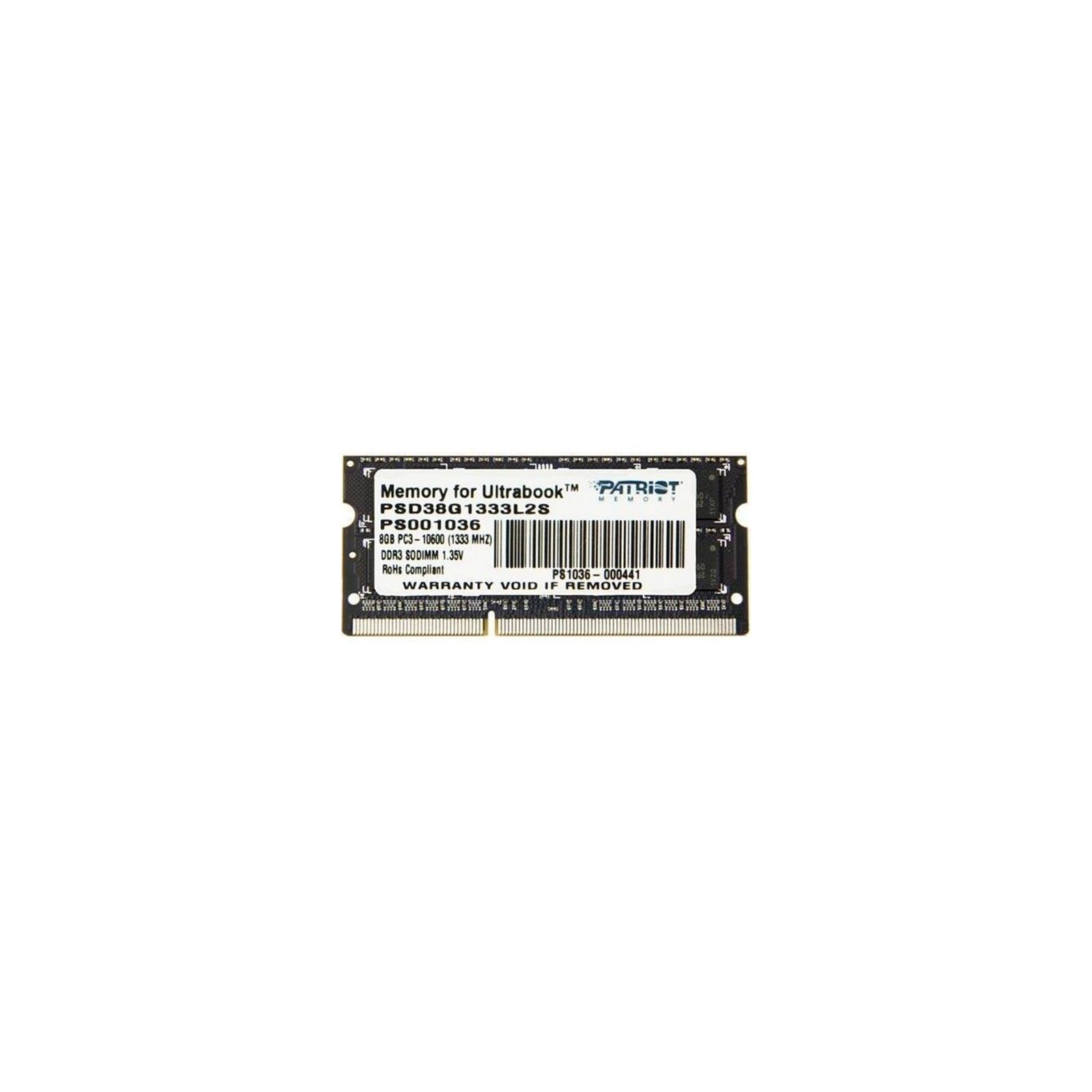 Модуль памяти для ноутбука SoDIMM DDR3L 8GB 1333 MHz Patriot (PSD38G1333L2S)