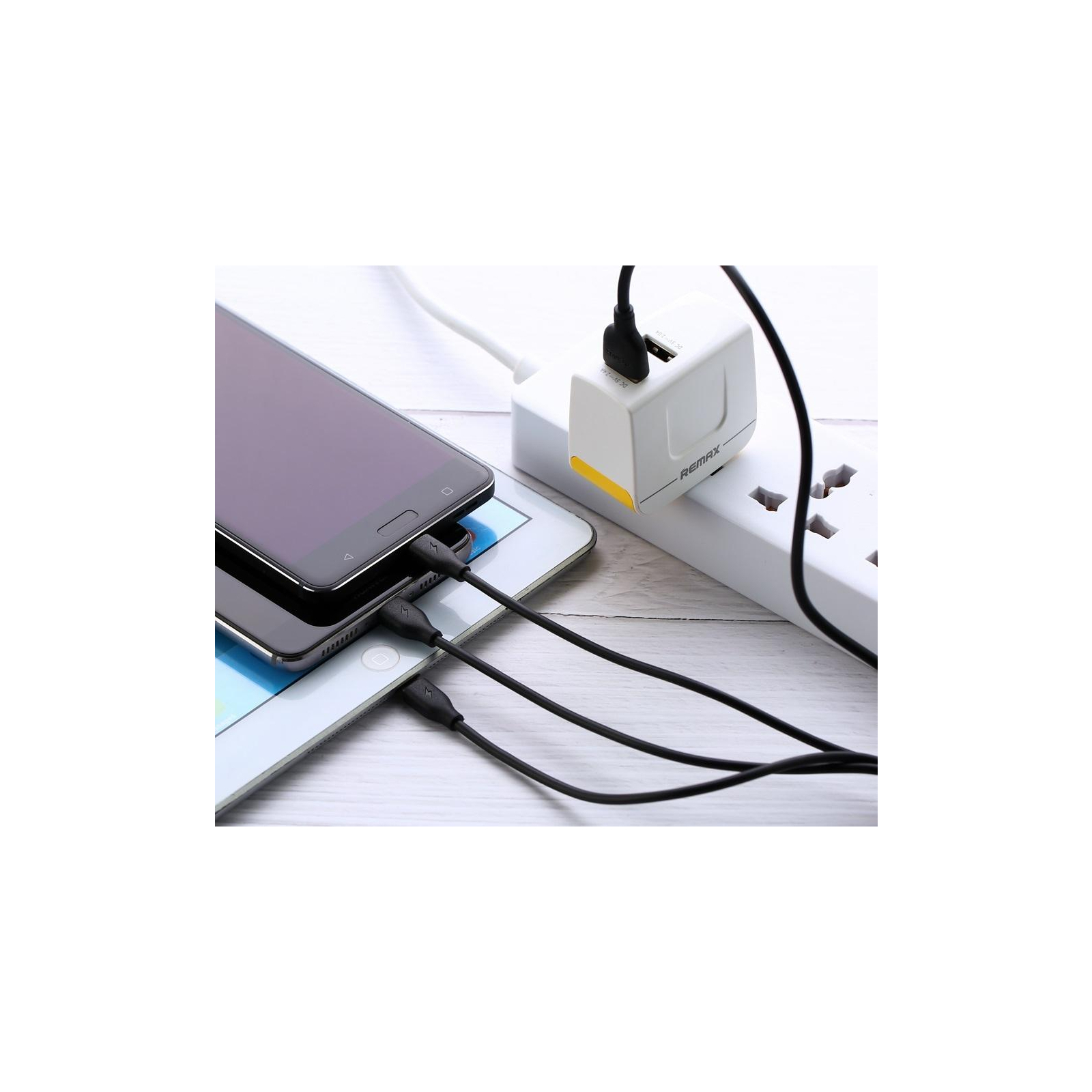 Дата кабель USB 2.0 AM to Lightning + Micro 5P + Type-C 1.0m black Remax (RC-109TH-BLACK) изображение 2