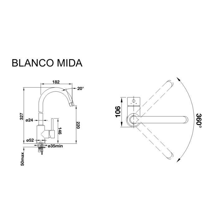 Смеситель Blanco MIDA АНТРАЦИД (519415) изображение 2