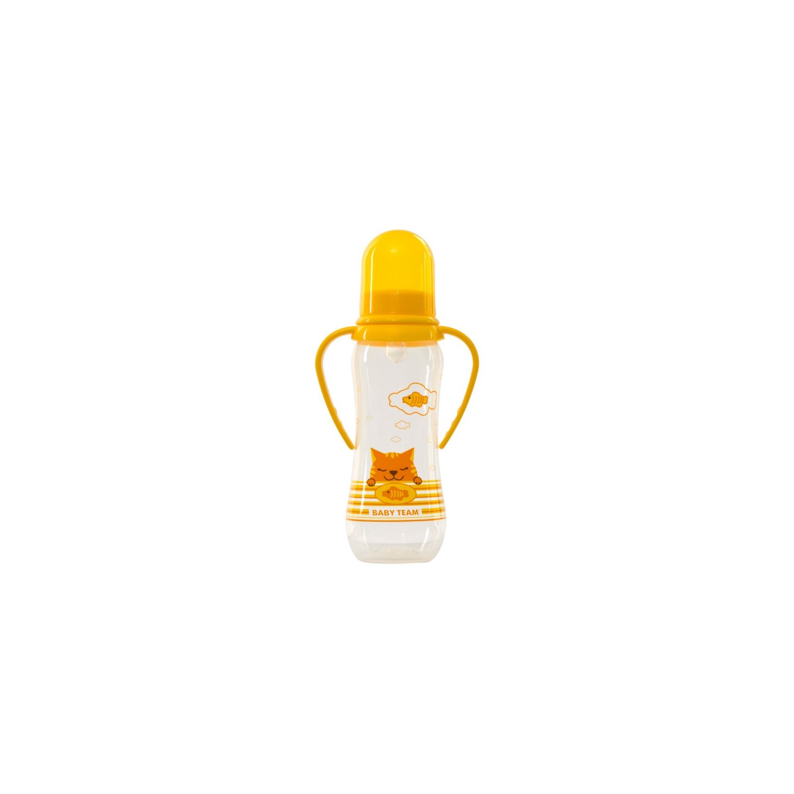 Бутылочка для кормления Baby Team с ручками и силиконовой соской, 250мл 0+ оранж (1411_оранжевый) изображение 2