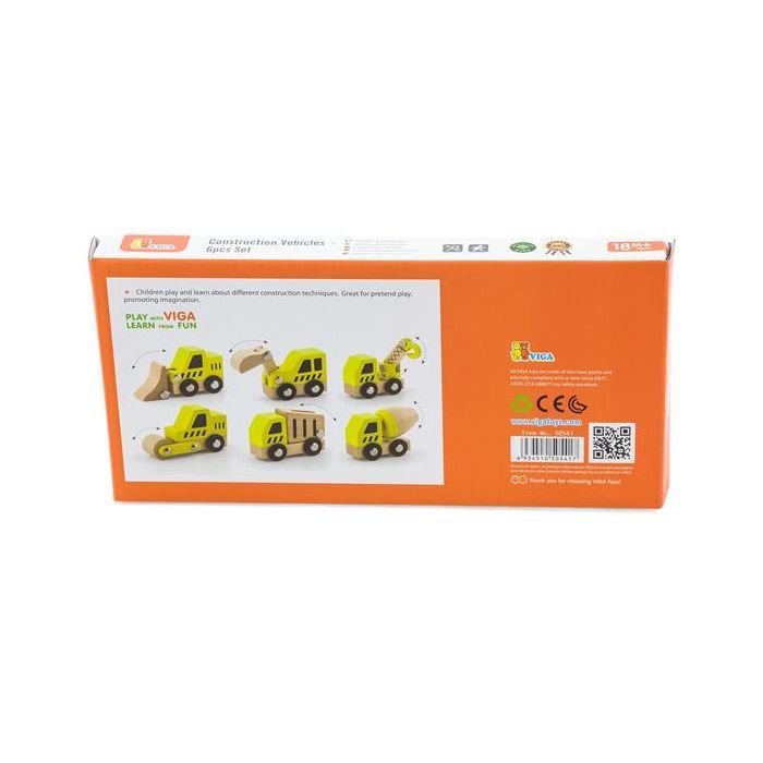 Развивающая игрушка Viga Toys Набор машинок Стройтехника 6 шт. в дисплее (50541) изображение 3