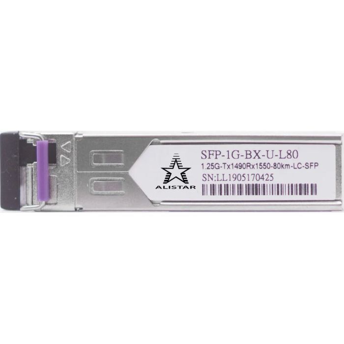 Модуль SFP Alistar Модуль SFP 1000BASE-BX 1SM WDM LC 80KM TX1490/RX1550nm DDM (SFP-1G-BX-U-L80) зображення 2