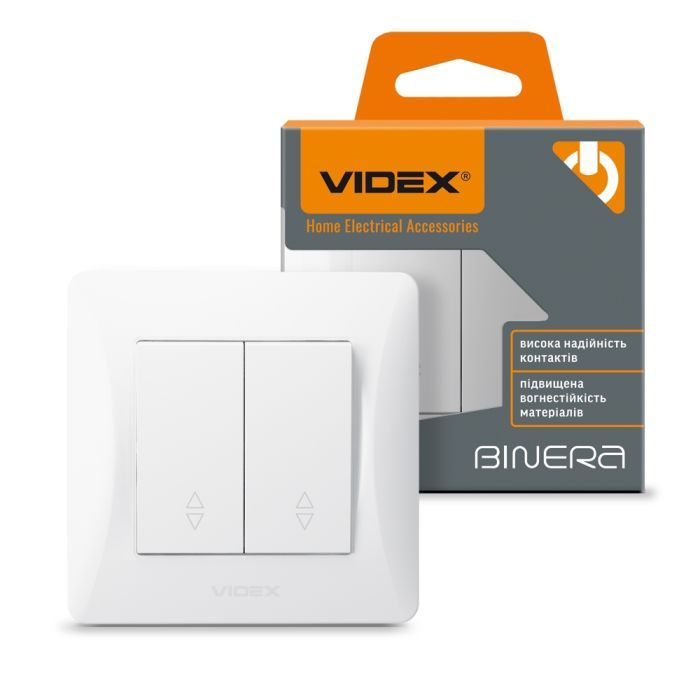 Переключатель Videx BINERA 2кл проходной белый (VF-BNSW2P-W) изображение 4