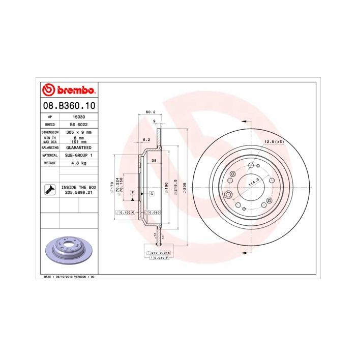 Гальмівний диск Brembo 08.B360.10