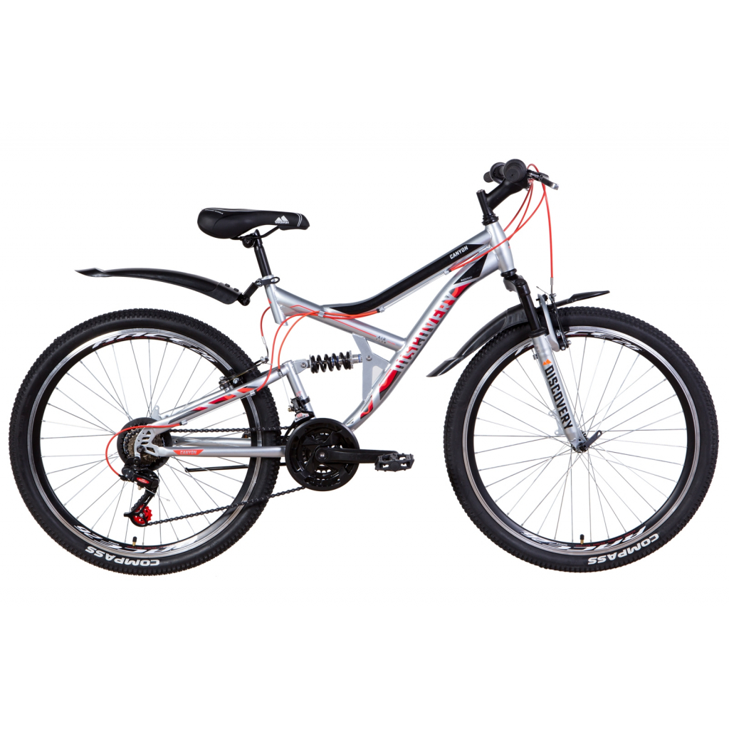 Велосипед Discovery 26" CANYON AM2 Vbr рама-17,5" 2021 Silver/Red (OPS-DIS-26-348)