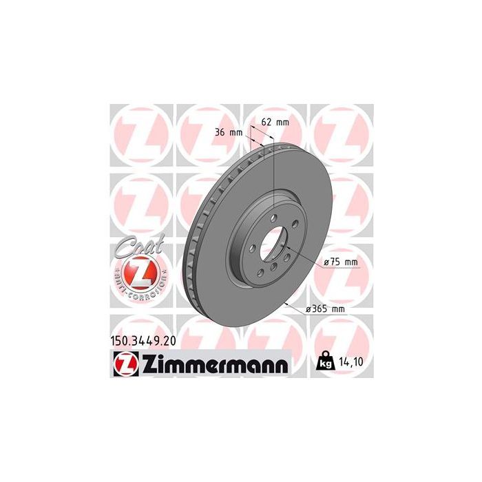 Тормозной диск ZIMMERMANN 150.3449.20
