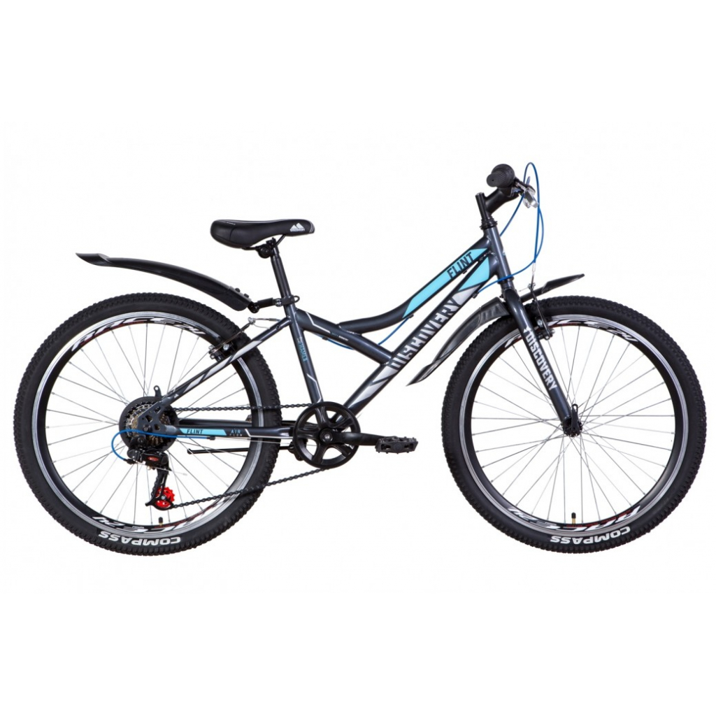Велосипед Discovery 24" FLINT Vbr рама-13" 2021 Black/Blue (OPS-DIS-24-221)