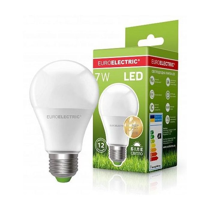 Лампочка EUROELECTRIC LED А60 7W E27 4000K 220V (LED-A60-07274(EE)) изображение 2