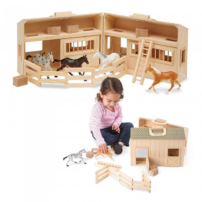 Игровой набор Melissa&Doug Деревянная конюшня с лошадками (MD3704) изображение 3
