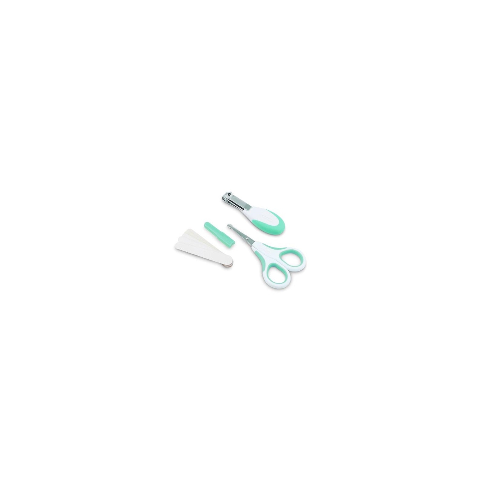 Дитячий манікюрний набір Nuvita 0+ міс. Зелений Безпечні ножиці з аксесуарами (NV1138COOLGREEN)