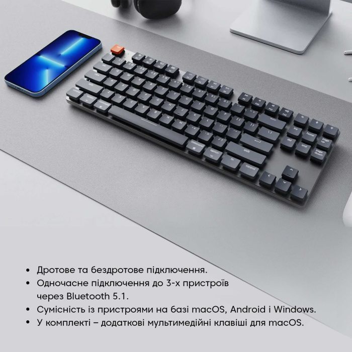 Клавиатура Keychron K1SE 87 Key Optical Banana RGB Hot-Swap Wireless UA Black (K1SEE4_KEYCHRON) изображение 3