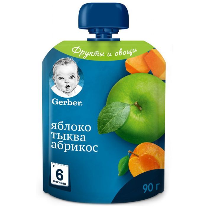 Детское пюре Gerber Яблоко Тыква Абрикос 90 г (7613036034999)