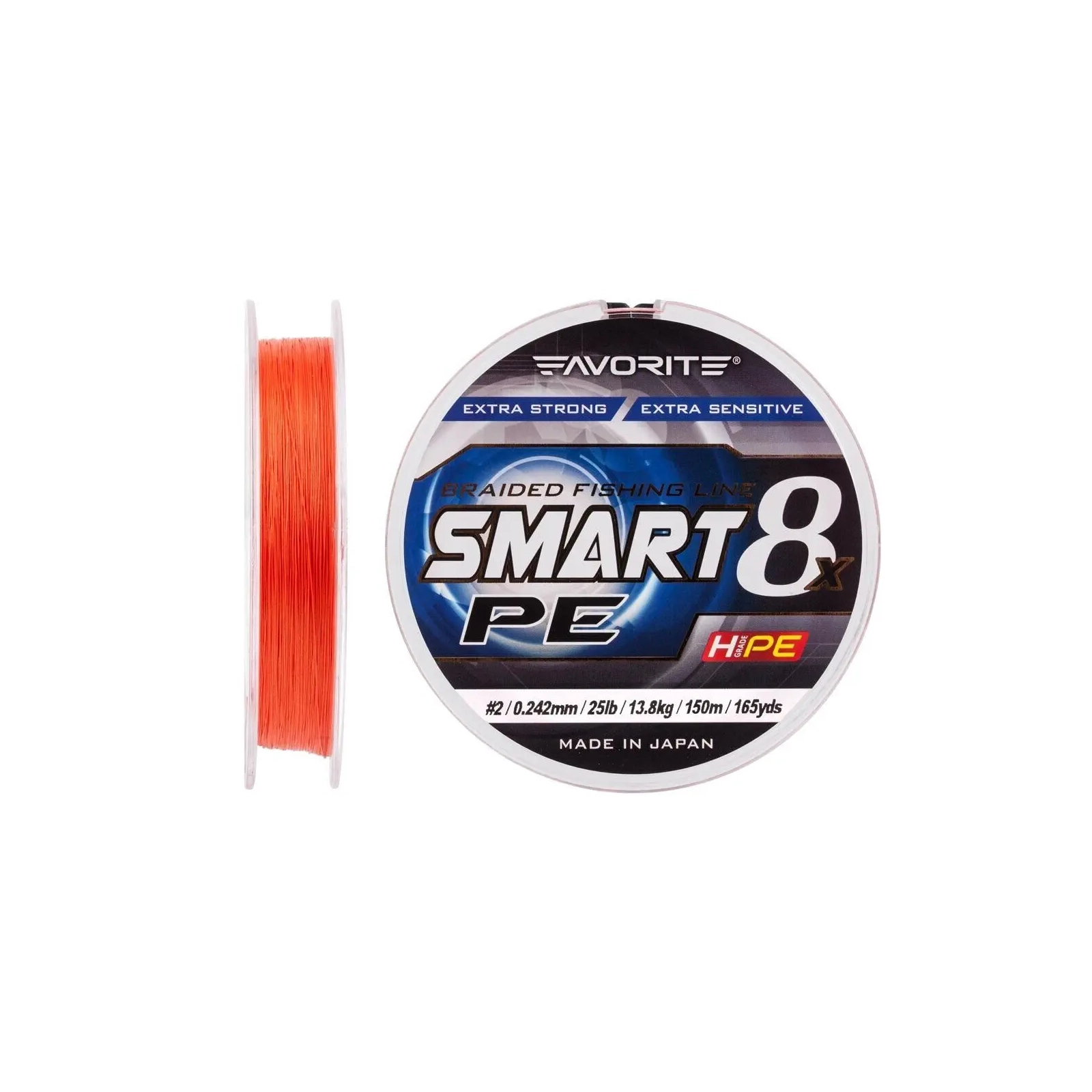 Шнур Favorite Smart PE 8x 150м 2.0/0.242mm 25lb/13.8kg Red Orange (1693.10.85) зображення 2