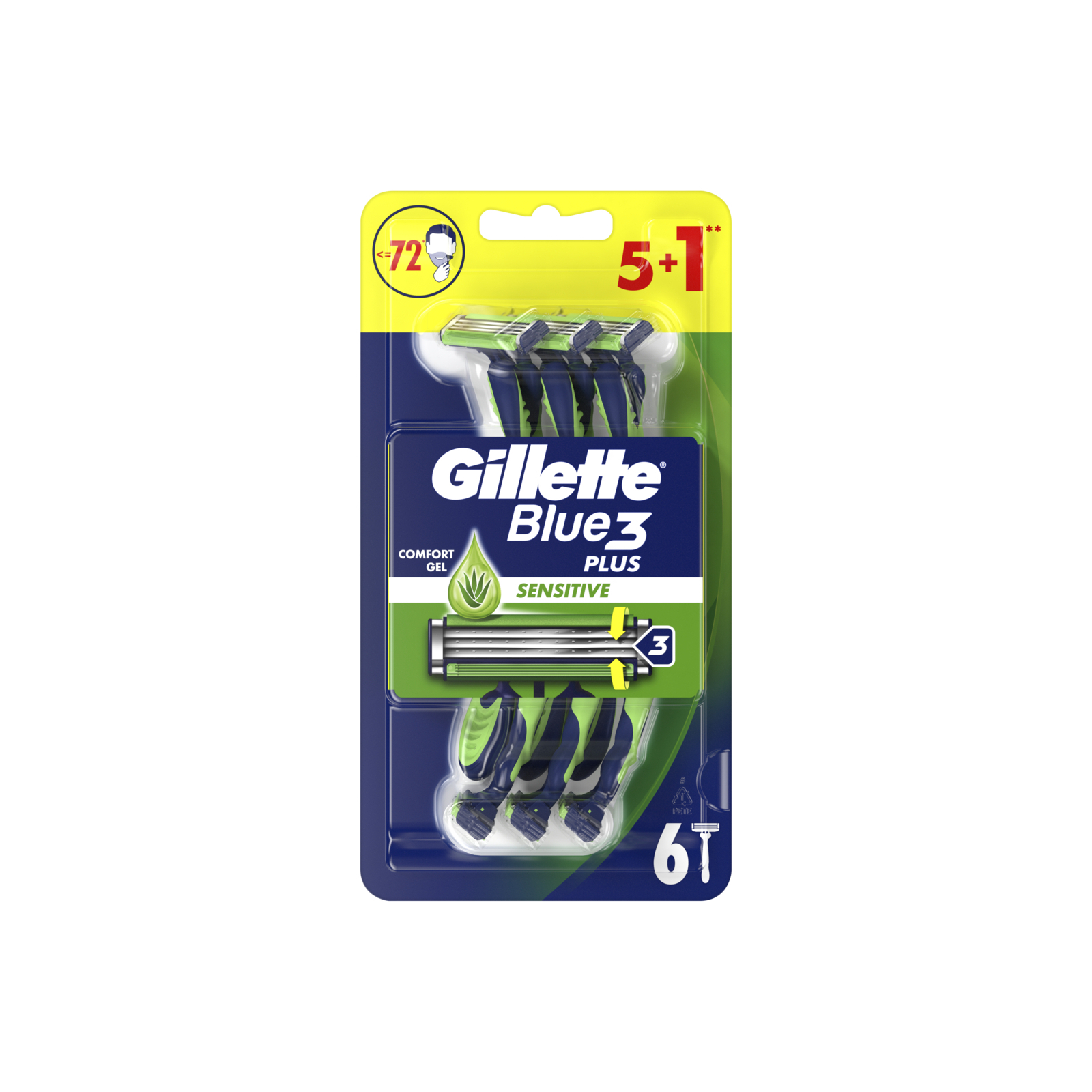 Бритва Gillette Blue 3 Plus Sensitive 6 шт. (7702018490134) изображение 2