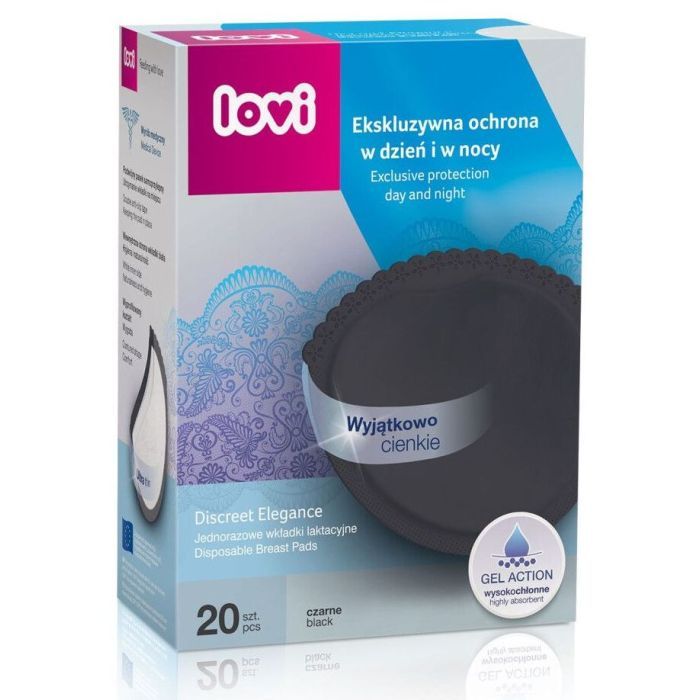 Вкладыш для бюстгальтера Lovi Discreet Elegance лактационные прокладки 20 шт. черные (19/611)