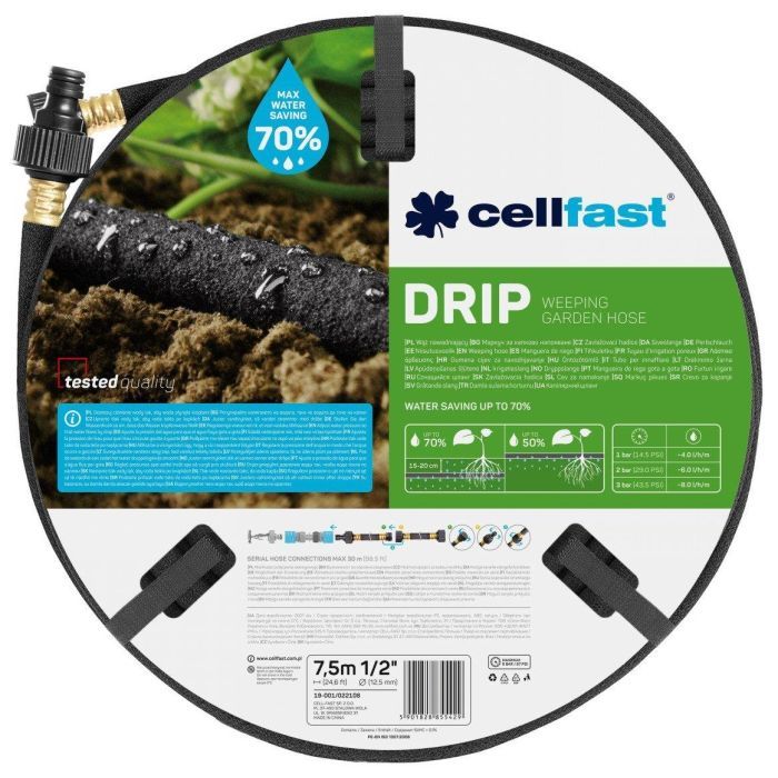 Поливочный шланг Cellfast DRIP для капельного полива, 1/2', 15м (19-002)