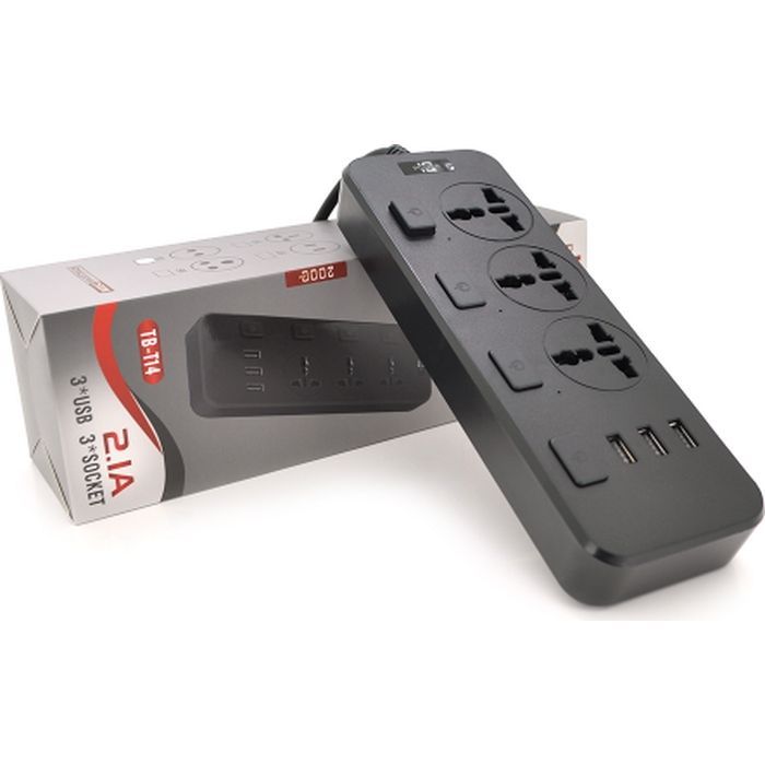 Мережевий фільтр живлення Voltronic TВ-Т14, 3роз, 3*USB Black (ТВ-Т14-Black) зображення 2