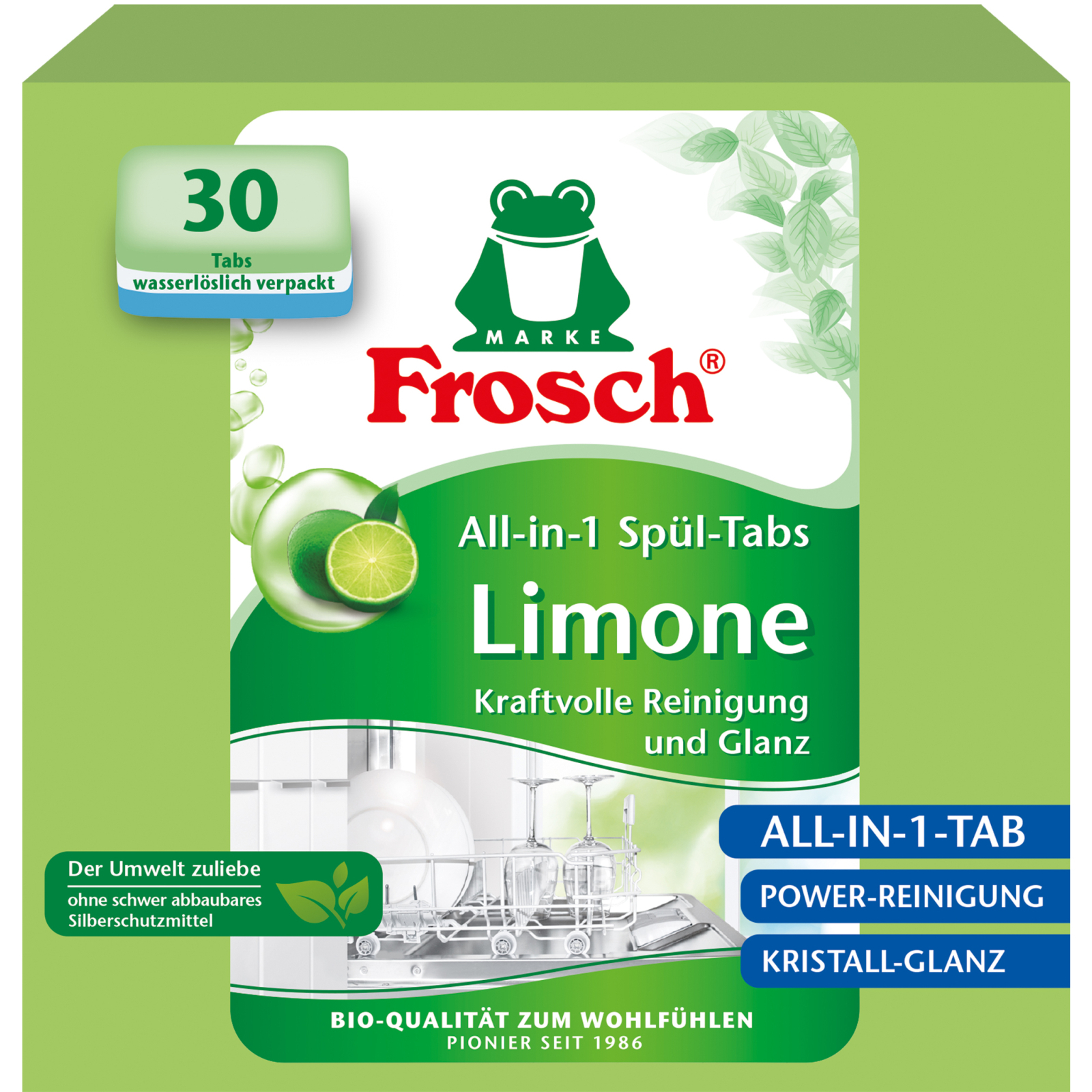 Таблетки для посудомоечных машин Frosch Лимон 30 шт. (4001499963339/4009175965134) изображение 2