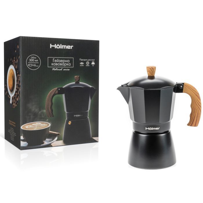 Гейзерная кофеварка Hölmer Natural 300 мл (CF-0300-BW Natural) изображение 6