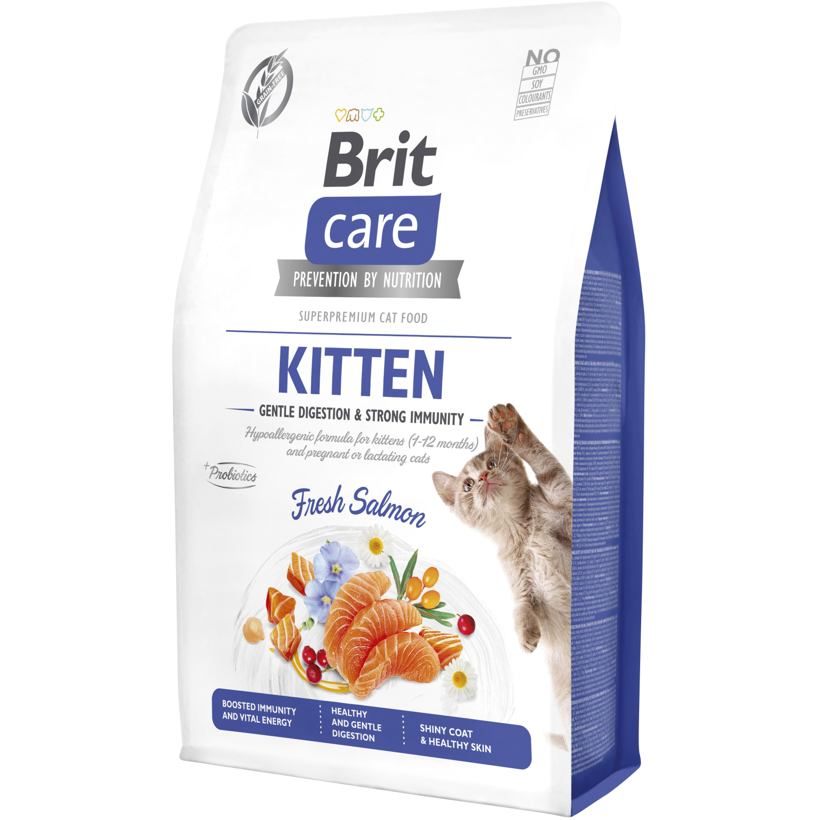 Сухой корм для кошек Brit Care Cat GF Kitten Gentle Digestion Strong Immunity с лососем 7 кг (8595602565054)