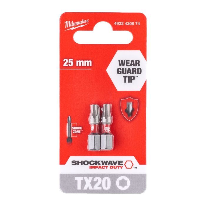 Набор бит Milwaukee SHOCKWAVE TX30, 25мм, 2шт (4932430885) изображение 3