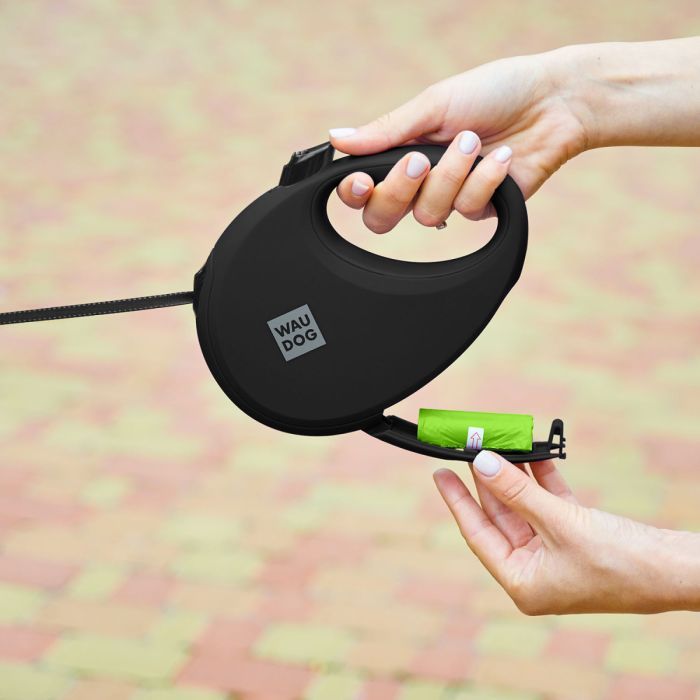 Повідець для собак WAUDOG R-leash з контейнером для пакетів S до 12 кг 3 м чорний (26271) зображення 7