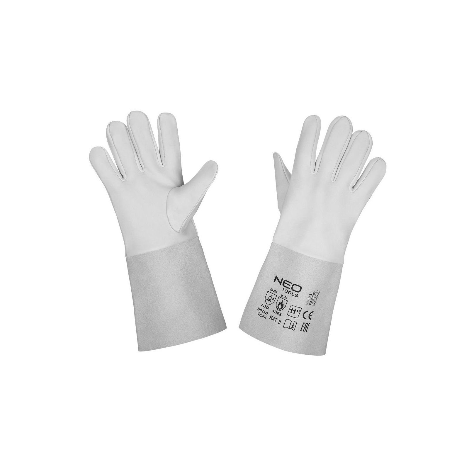 Защитные перчатки Neo Tools сварщика козья кожа, защита от горения и брызг металла, р.11, белый (97-653)