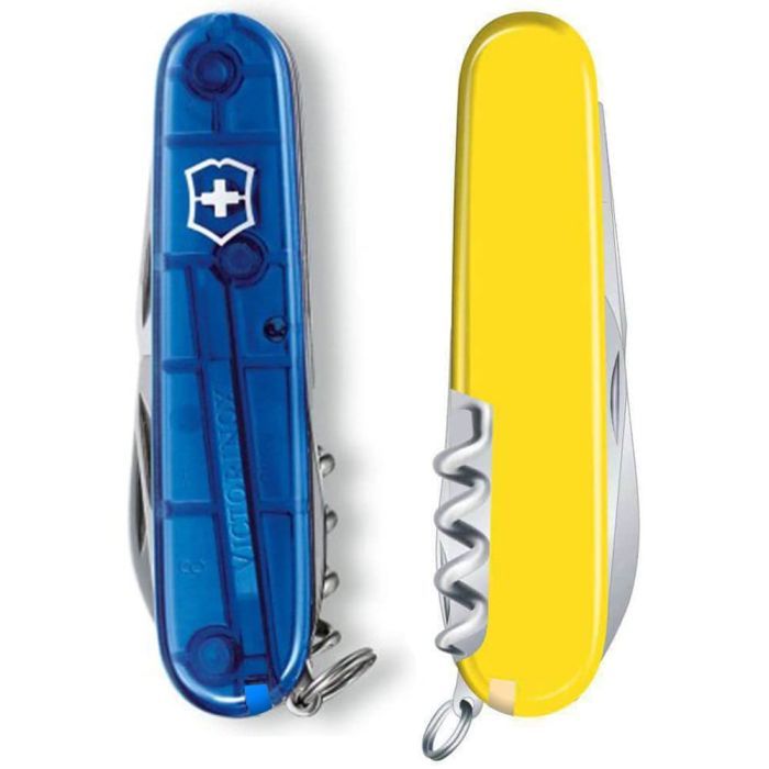 Нож Victorinox Spartan Ukraine 91 мм Синьо-прозорий/Жовтий (1.3603.T2.8) изображение 6