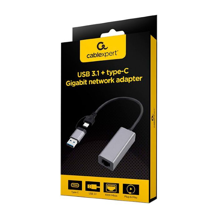 Адаптер USB-A/USB/C to 1Gbps Lan Cablexpert (A-USB3AC-LAN-01) изображение 3