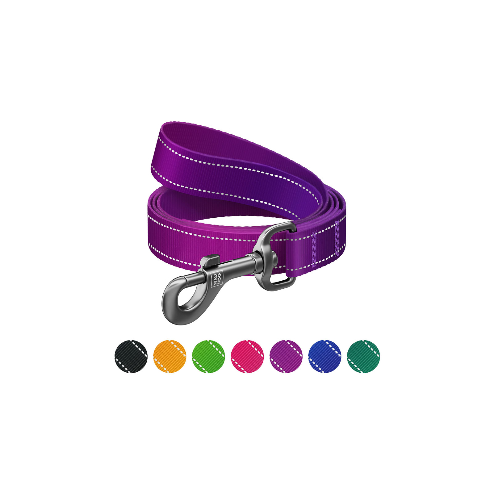 Поводок для собак WAUDOG Nylon Mono, светоотражающий L-XXL фиолетовый (52199)
