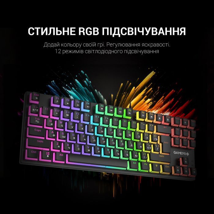 Клавиатура GamePro MK80R Red Switch RGB USB Black (MK80R) изображение 10