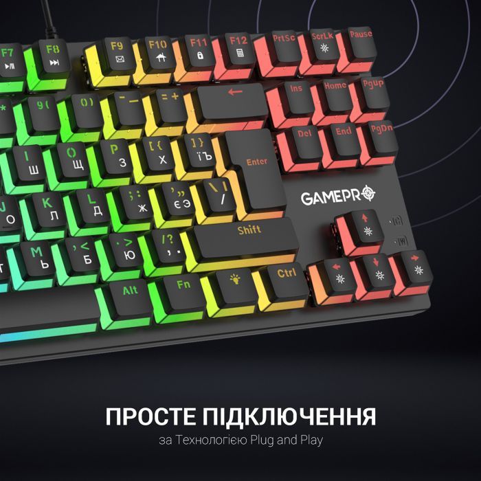 Клавиатура GamePro MK80R Red Switch RGB USB Black (MK80R) изображение 6