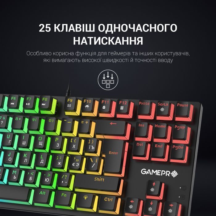 Клавиатура GamePro MK80R Red Switch RGB USB Black (MK80R) изображение 9