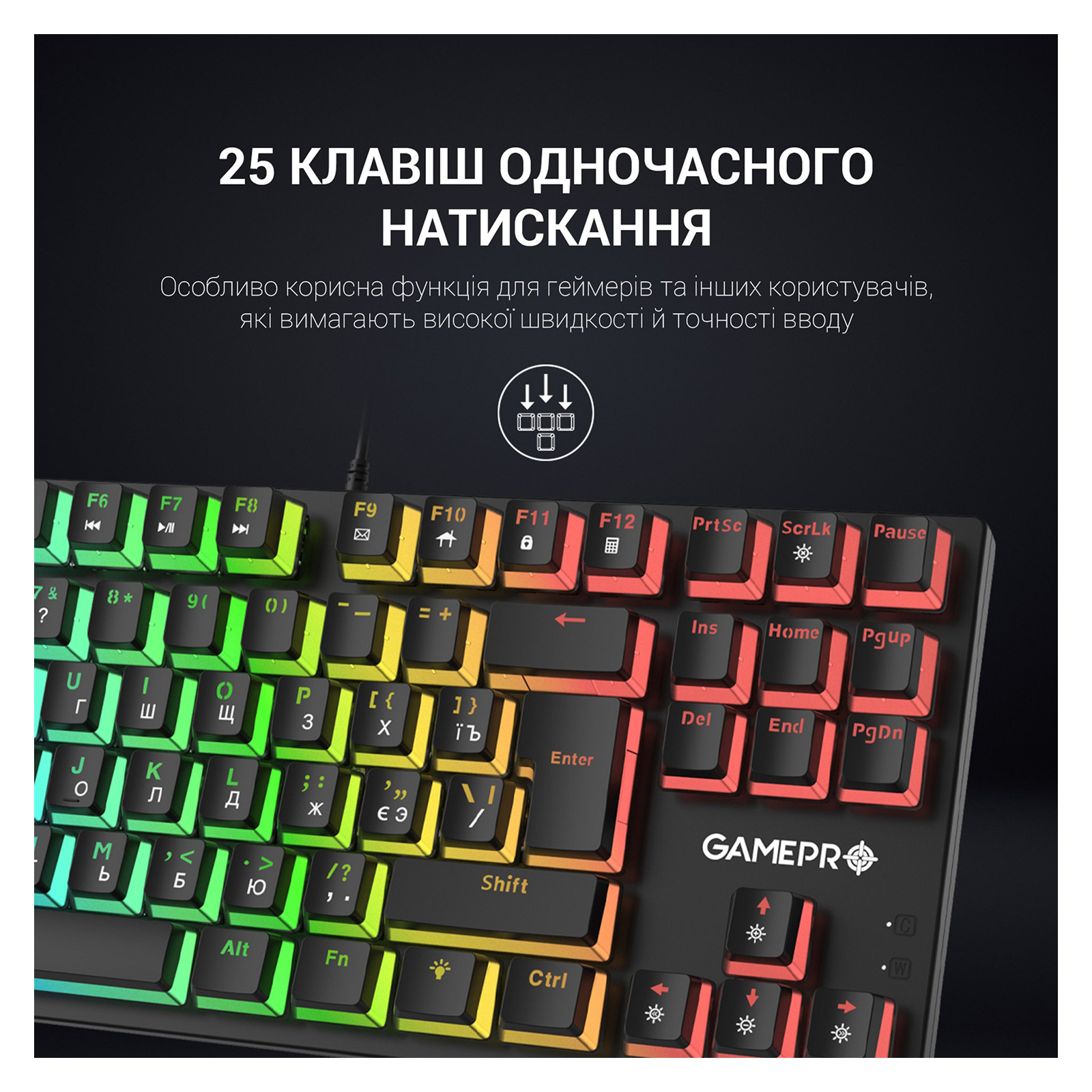 Клавіатура GamePro MK80R Red Switch RGB USB Black (MK80R) зображення 9