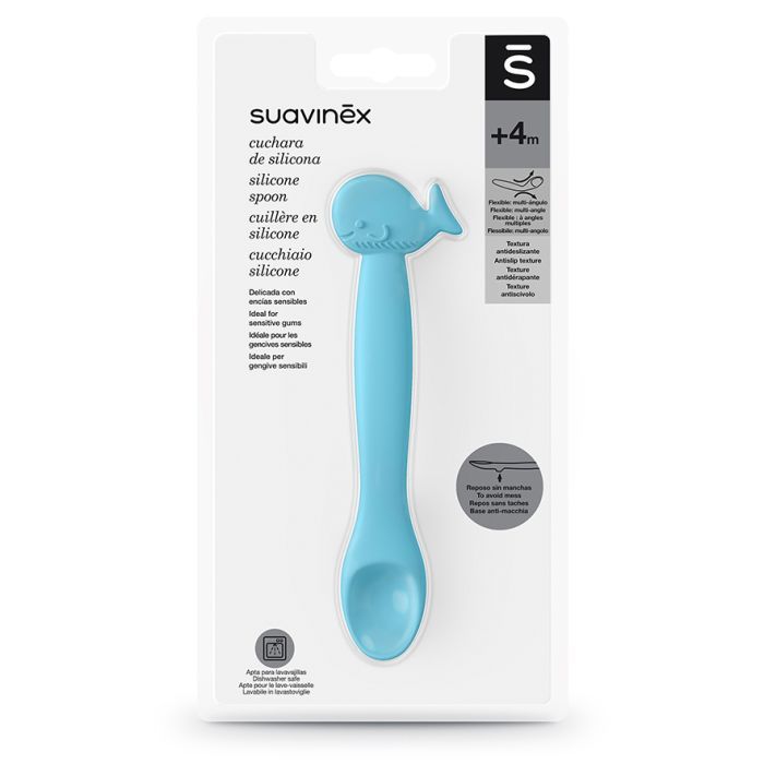 Набір дитячого посуду Suavinex Ложка силіконова, блакитний кит (401352) зображення 3