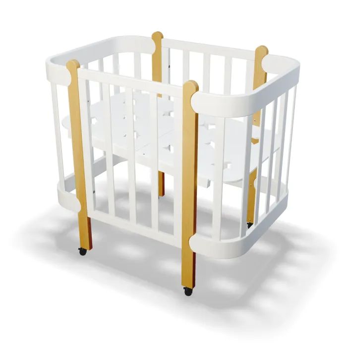 Кроватка Ingvart трансформер Nika 70 Slim с опускной боковинкой (70х94, 70х120) бело-натуральная (872900111017)