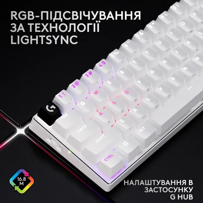 Клавиатура Logitech G Pro X 60 Lightspeed GX Tactile Wireless/Bluetooth UA White (920-011930) изображение 12