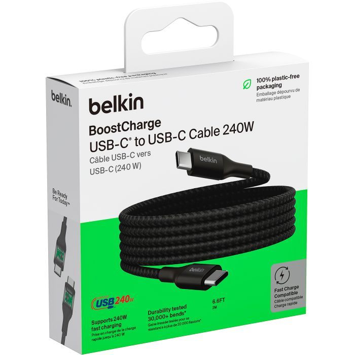 Дата кабель USB-C to USB-C 2.0m 240W Black Belkin (CAB015BT2MBK) изображение 7