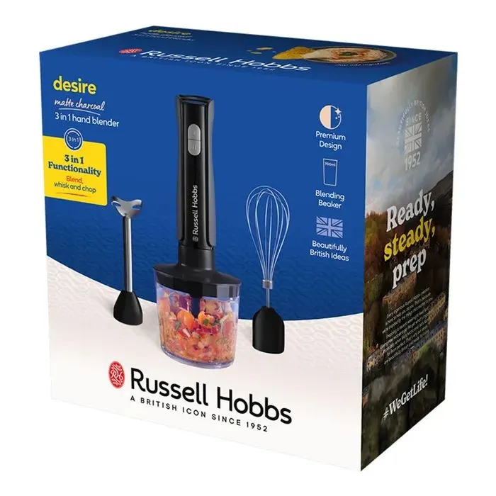 Блендер Russell Hobbs Hobbs заглибний Desire Matte Charcoal, 500Вт, чаша-500мл, вінчик, міні-п (27141-56) изображение 8