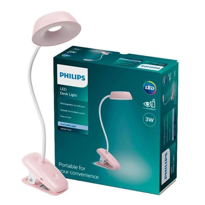 Настільна лампа Philips Donutclip 3Вт 4000K 1200мАг USB-A рожевий (929003179607) зображення 2
