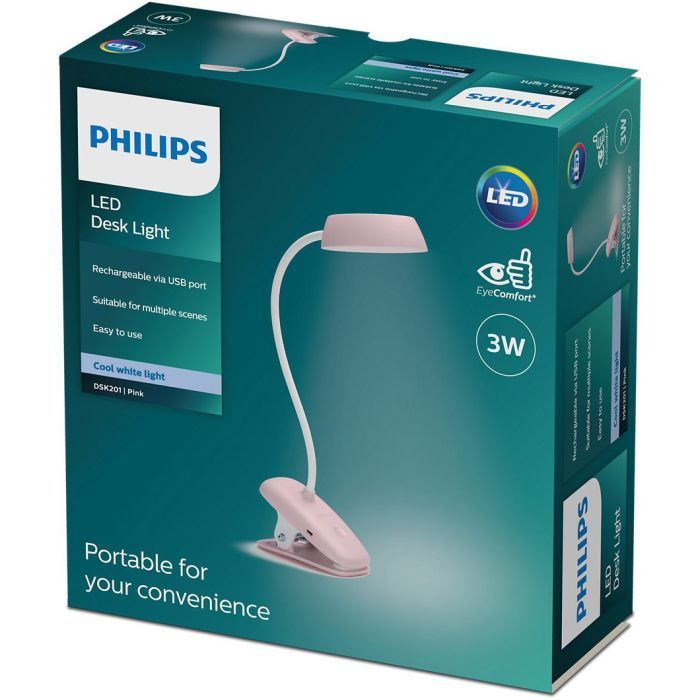 Настільна лампа Philips Donutclip 3Вт 4000K 1200мАг USB-A рожевий (929003179607) зображення 7
