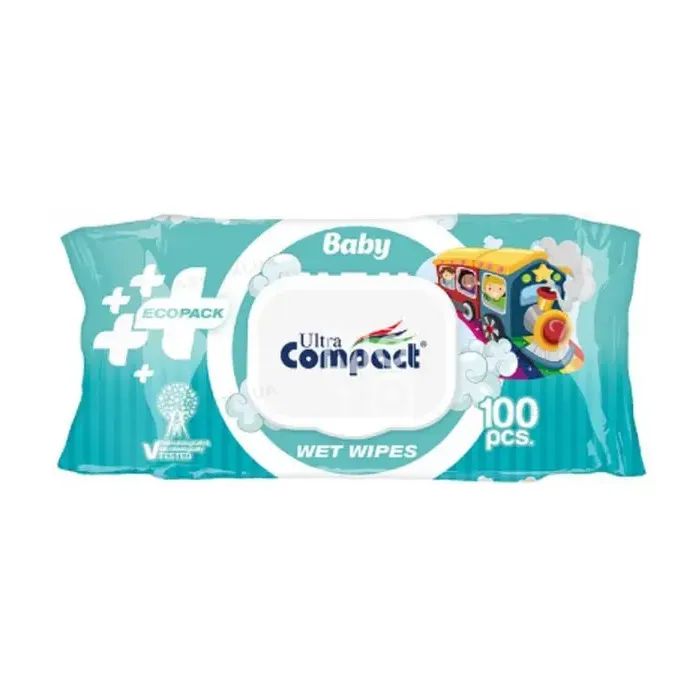 Детские влажные салфетки Ultra Compact Ecopack з клапаном 2 пачки по 100 шт (2000064264521)