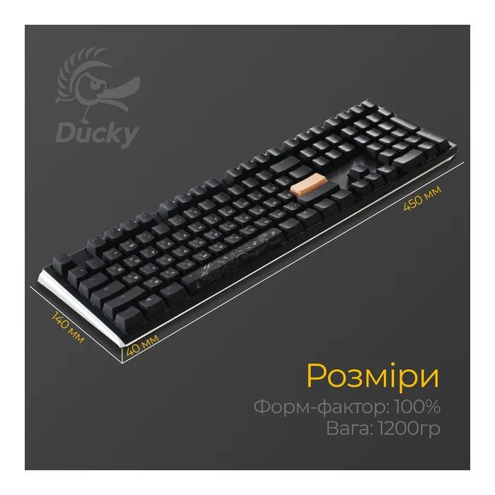 Клавиатура Ducky One 3 Cherry MX Blue RGB UA USB Black (DKON2108ST-CUAPXCLAWSC1) изображение 11