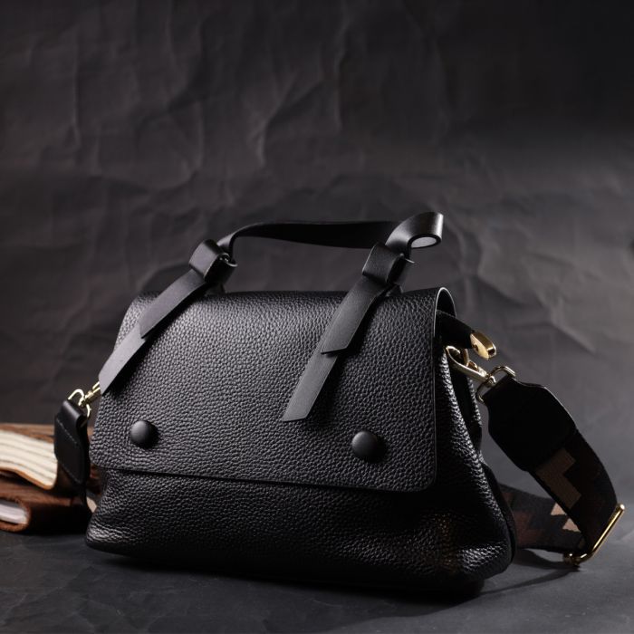 Сумка Vintage Из натуральной кожи Черная (22336) изображение 10