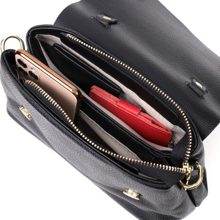 Сумка Vintage Из натуральной кожи Черная (22336) изображение 8