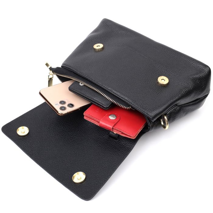 Сумка Vintage Из натуральной кожи Черная (22336) изображение 9