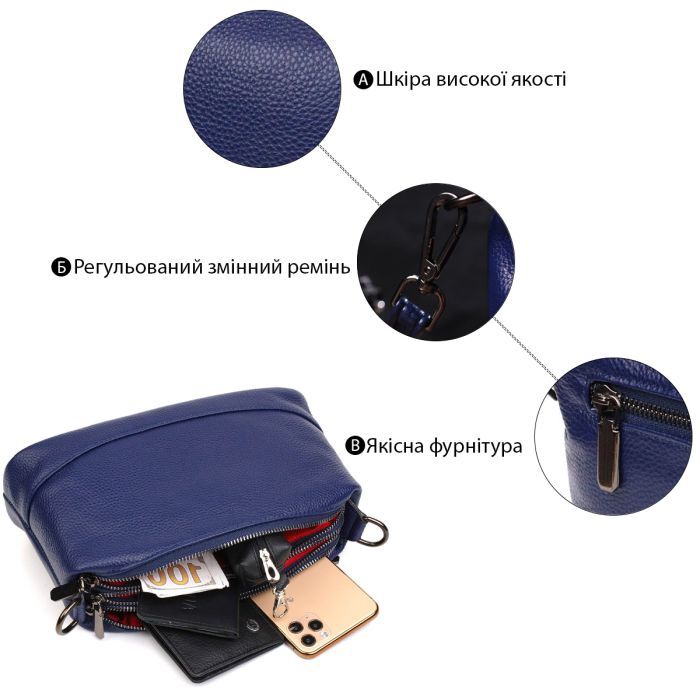 Сумка Vintage Из натуральной кожи Синяя (22137) изображение 4